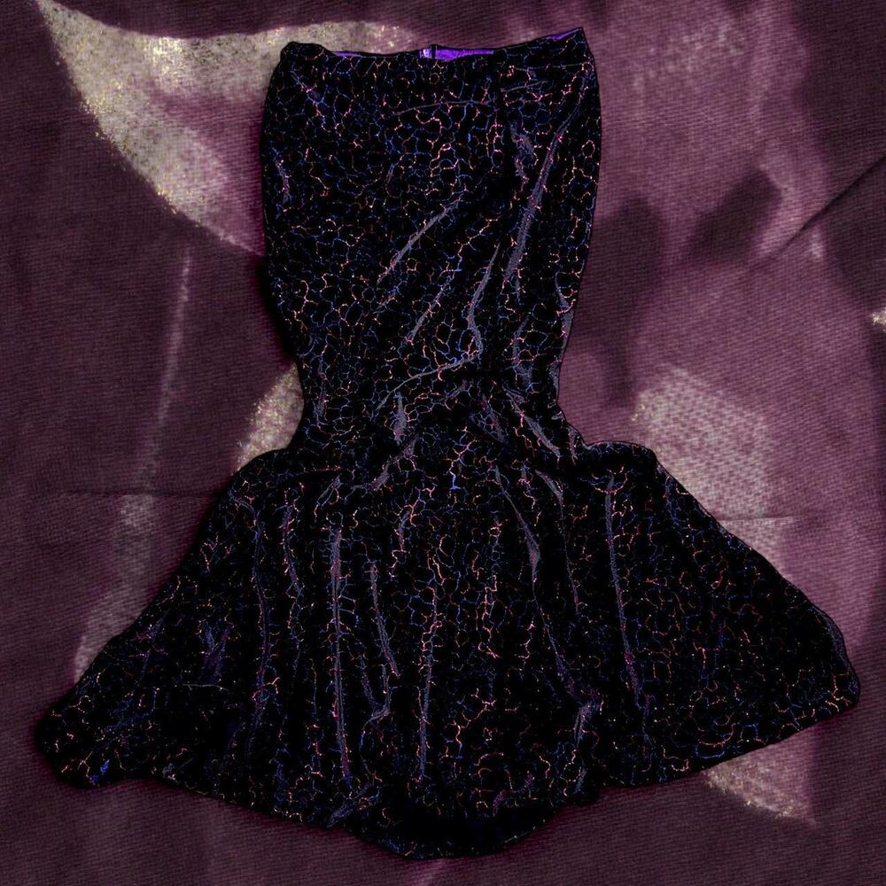 Vintage iridescent velvet mermaid flared